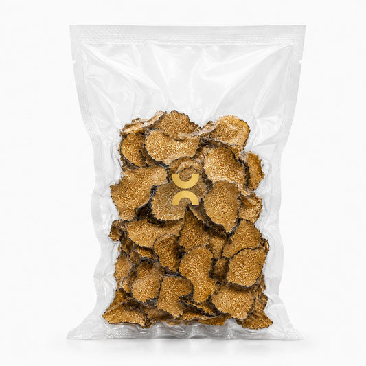 Dried Summer Black Truffle slices Tuber aestivum packed for professional kitchens and gourmet use
